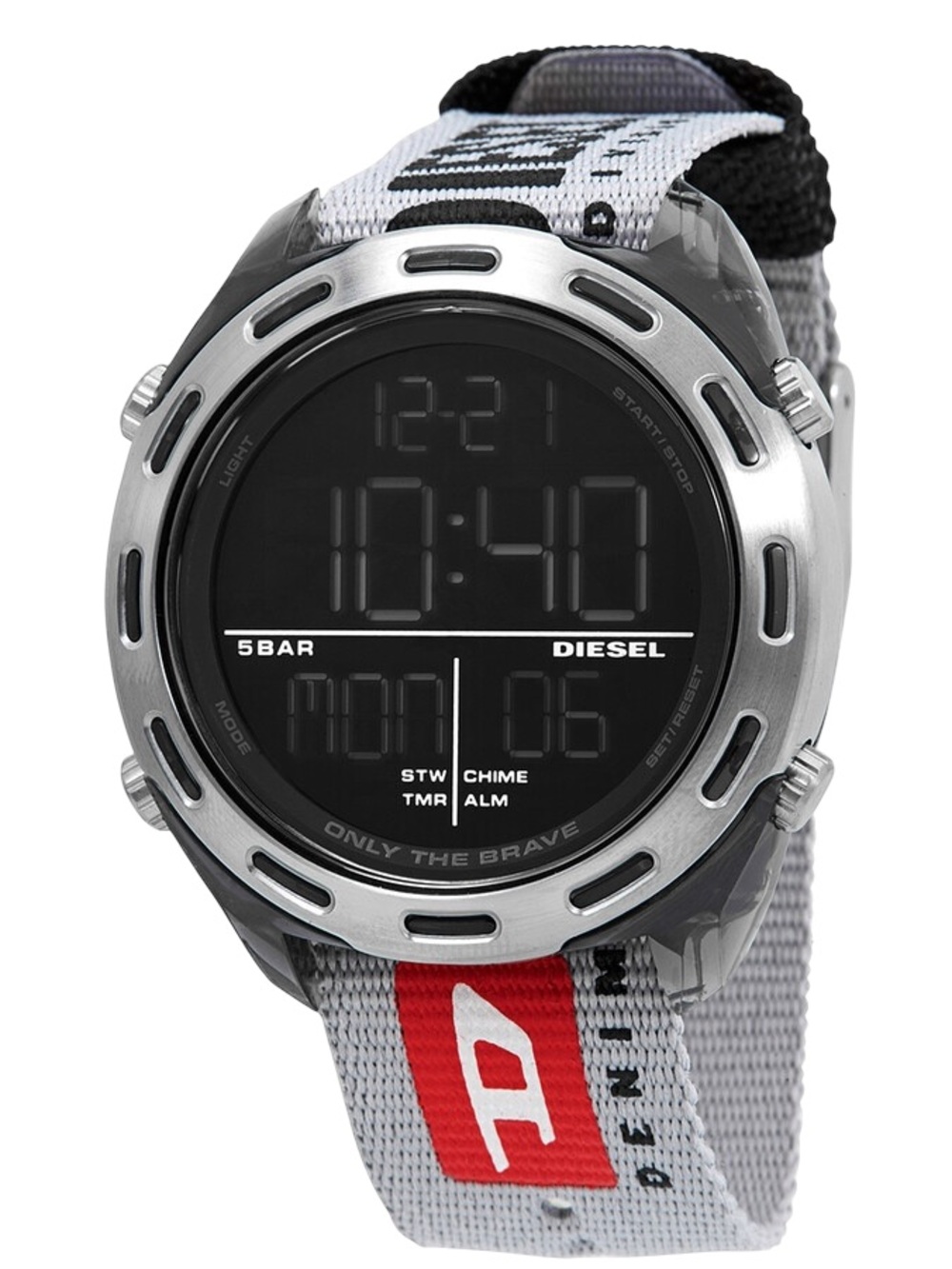 Diesel Black Dial Digital Watch with Gray and Red Strap DZ1874